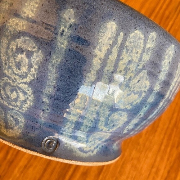 Large Blue Glazed Salad Bowl Pottery - Picture 4 of 15